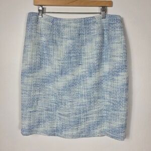 Josephine Tweed Pencil Skirt Blue White Textured Academic Office Size 12